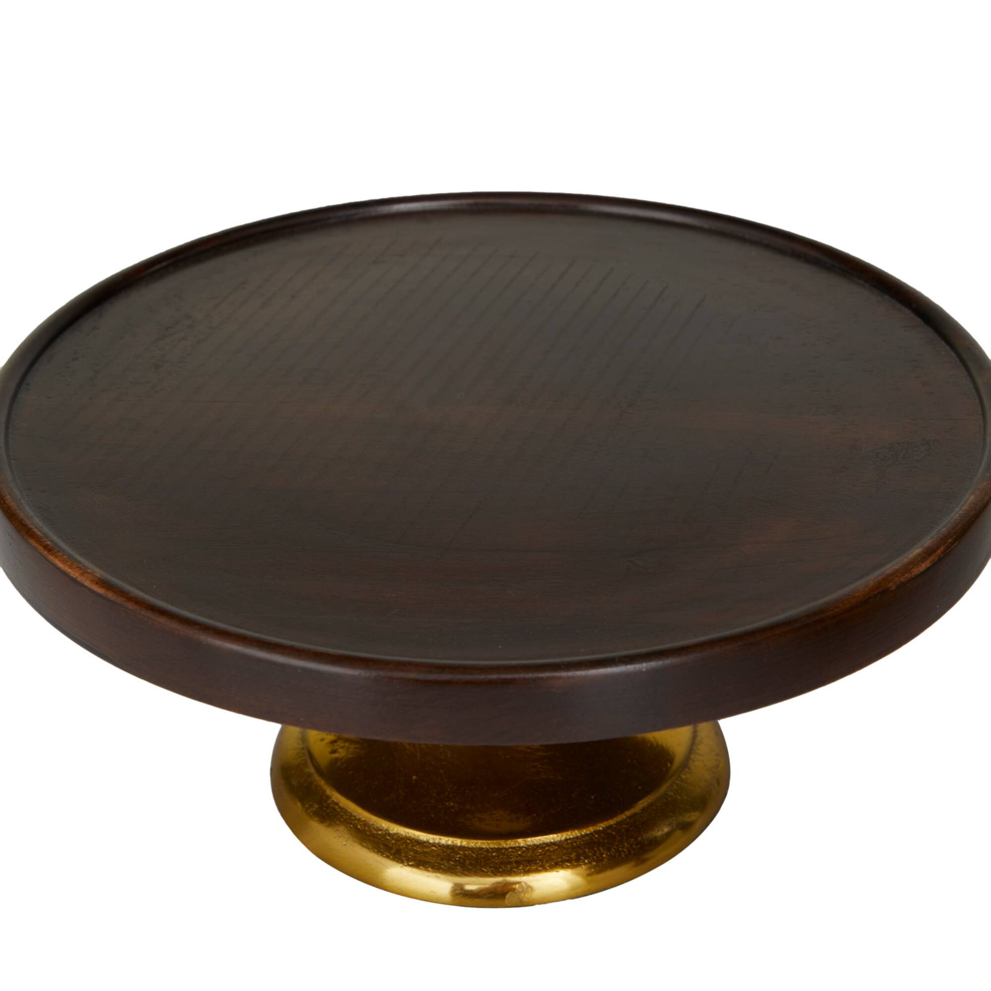 Dark Brown Mango Wood Modern Cake Stand, Set of 3" 14", 12", 10"